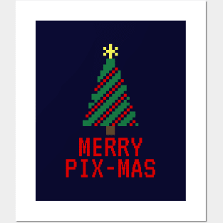 8 Bit Merry Christmas Tree Pixel Art Posters and Art